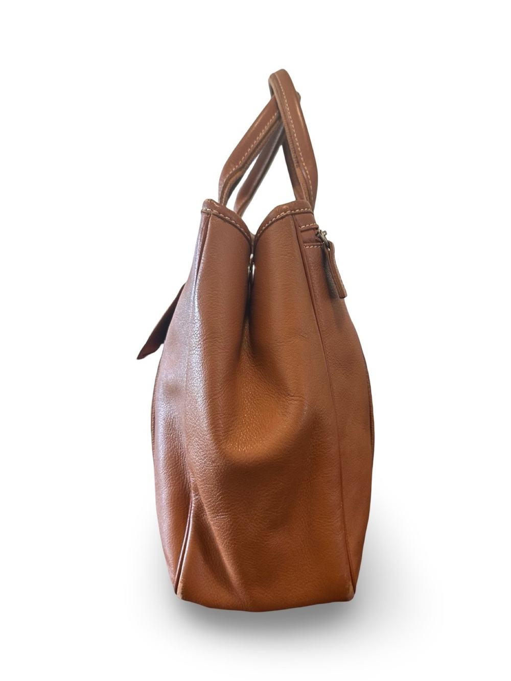 Longchamp Vintage Brown Leather Top Handle Tote Bag - Picture 15 of 16